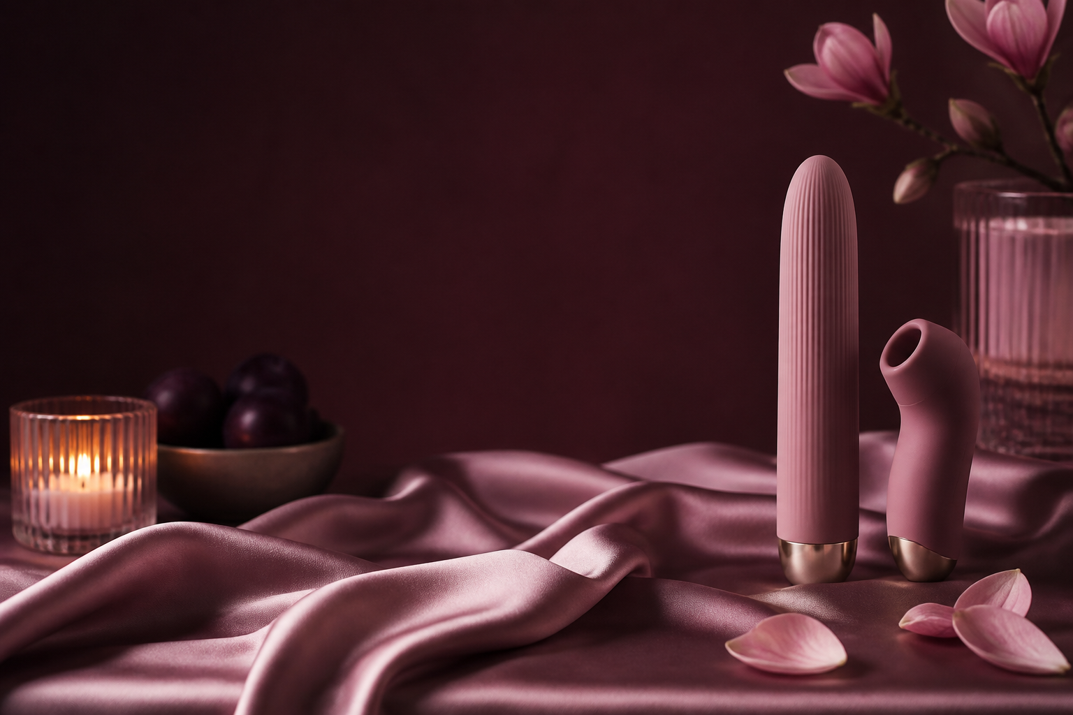Silk fabric and soft pink mood lighting