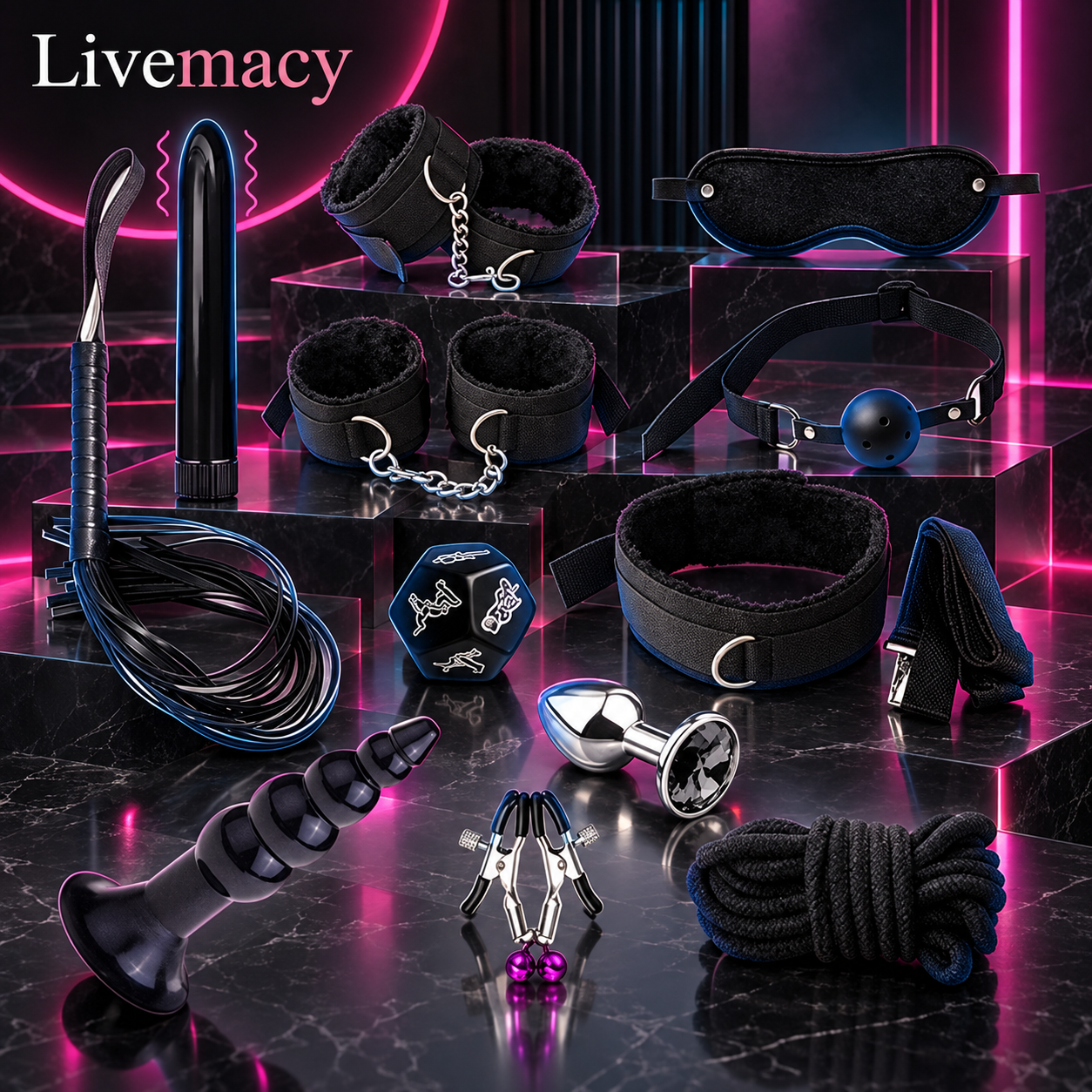 Black Hot Passion Bondage Kit 12 Piece