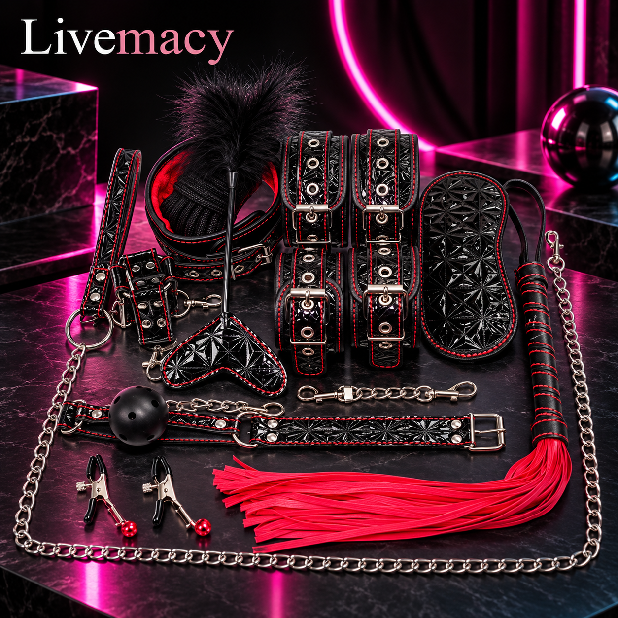 Dark Side Diamond Cut Bondage Kit 10 Piece