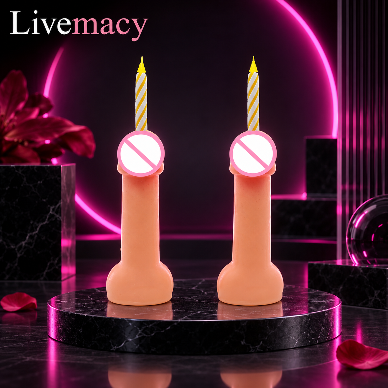 Dicky Flame Penis Shaped Cake Topper Pack Of 2