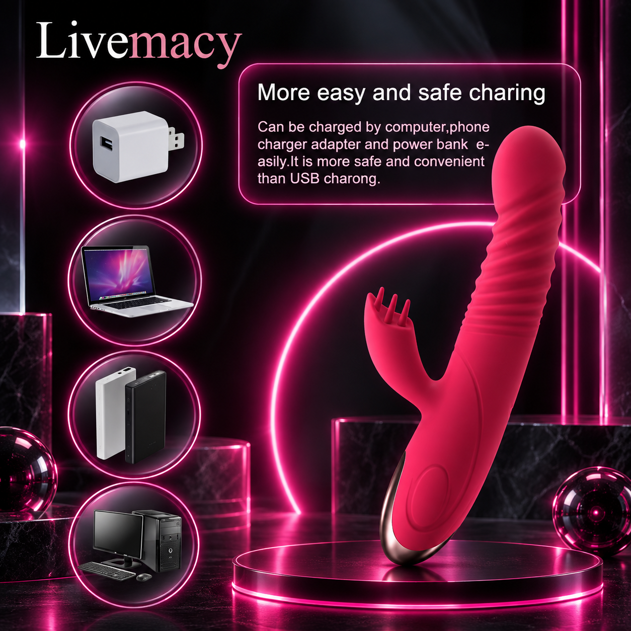 Luxury Libido Massager With Thrusting Mode Usb Charging