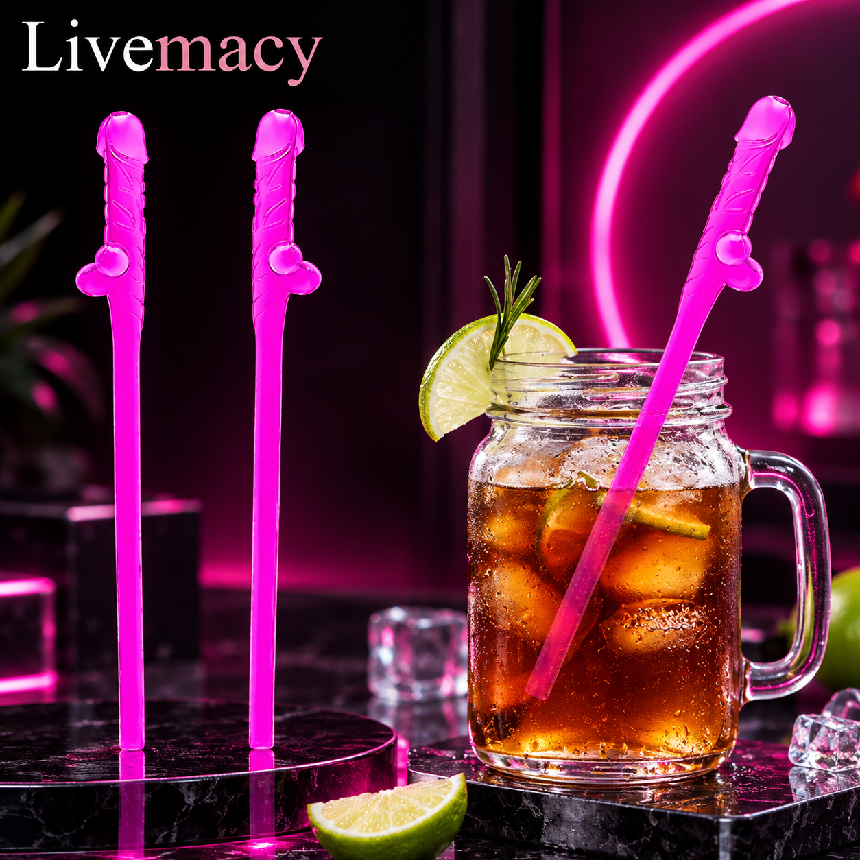 Naughty Sipper Penis Shaped Reusable Straws Pack Of 5