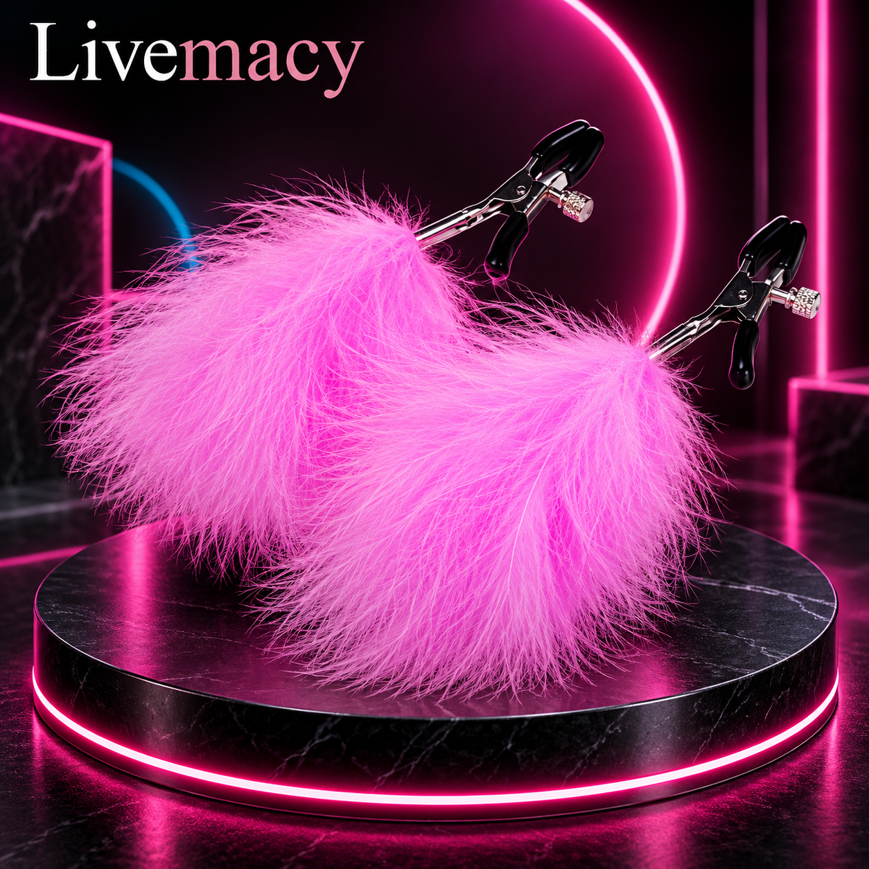 Nipple Clamps Stimulator With Pink Furr