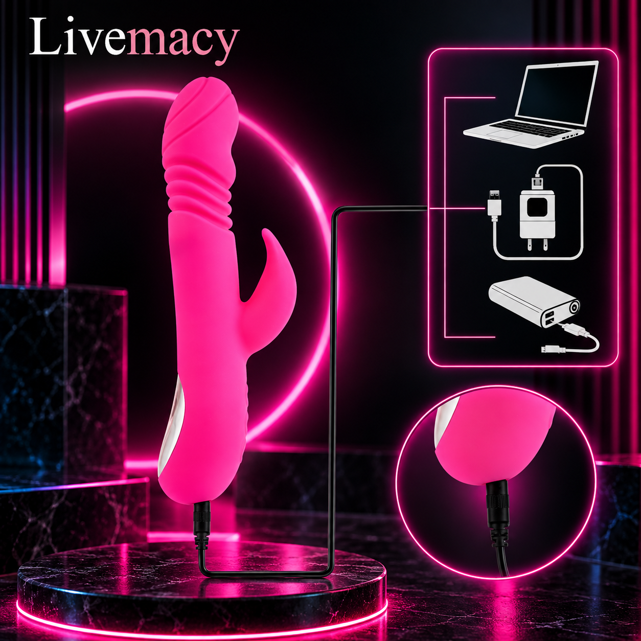 Thrusting And Heating Multi Frequency Vibrator Usb Rechargebale